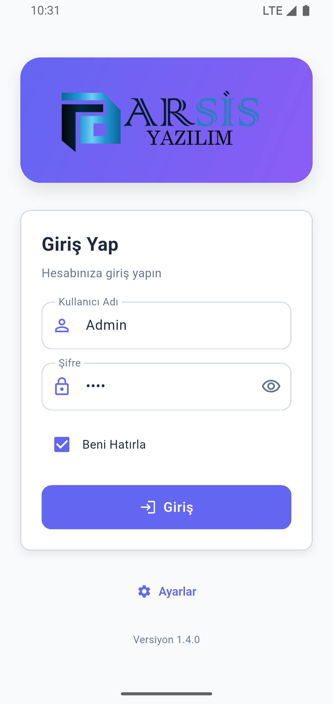 Giriş ekranı