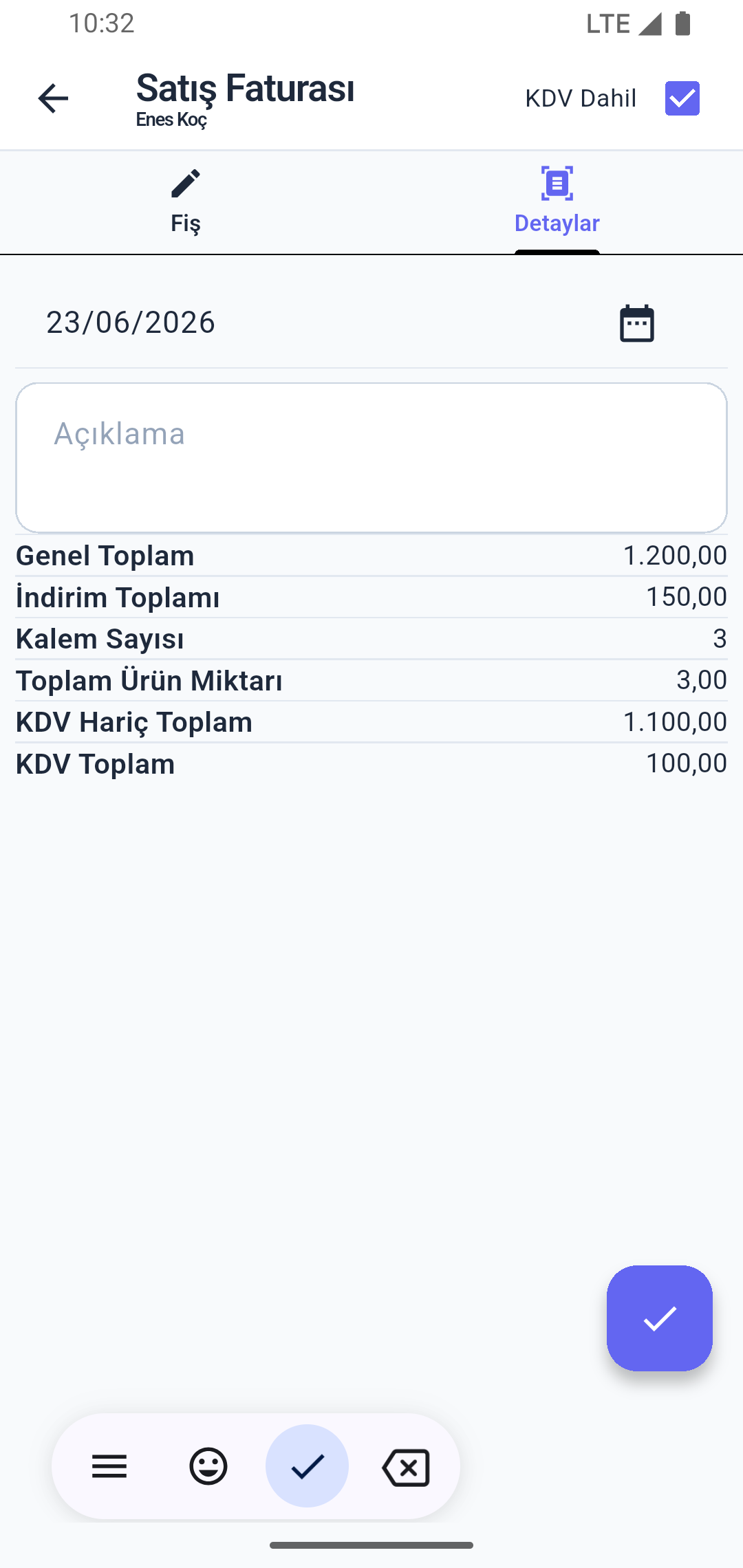 Satış faturası - detaylar